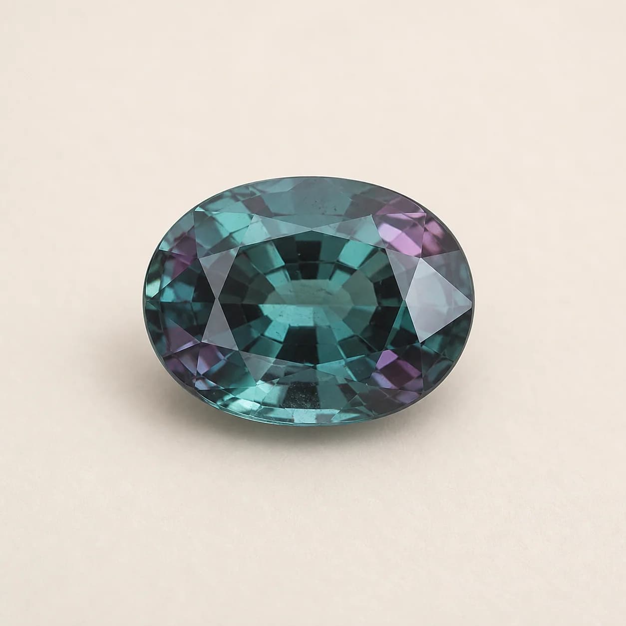 Brazilian Alexandrite 1.74ct loose gemstone on a warm ivory background