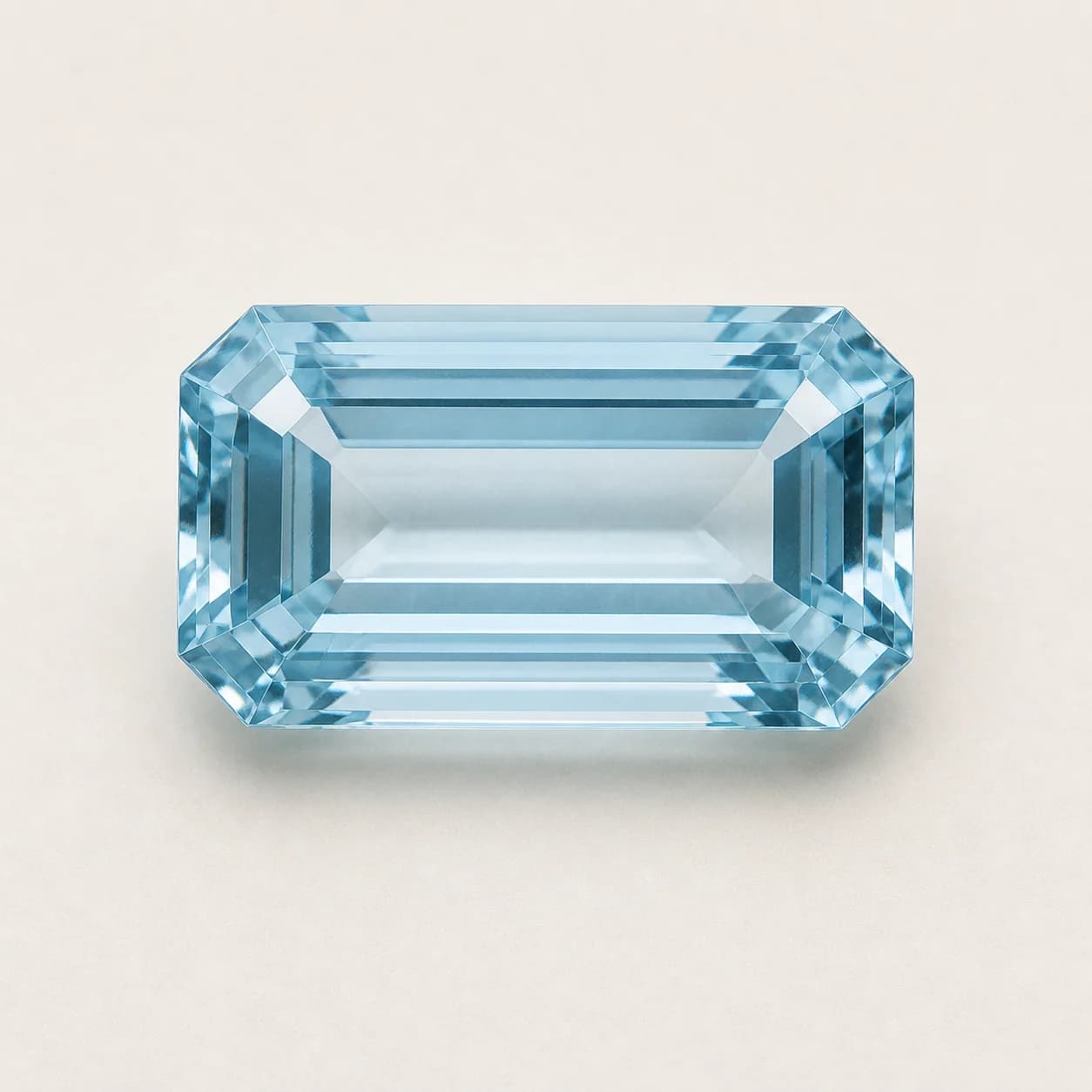 Santa Maria Aquamarine 8.95ct loose gemstone on a warm ivory background