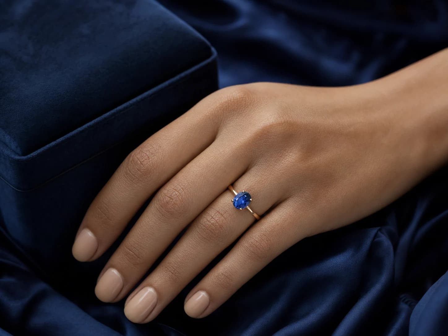 Bespoke sapphire ring in progress at the atelier